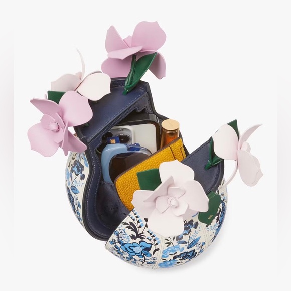 ♠️Kate Spade Perfect Plume Peacock Floral Printed 3D Vase Crossbody Bag - Picture 7 of 8
